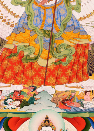 Sitatapatra Thangka Print with Green Tara, White Tara and Chenrezig