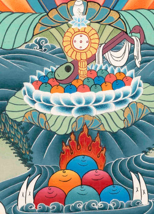 Hand-Painted White Thangka | Buddhist Tara Thangka