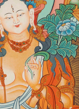 Quality White Tara Thangka | Traditional Buddhist Wall Hanging