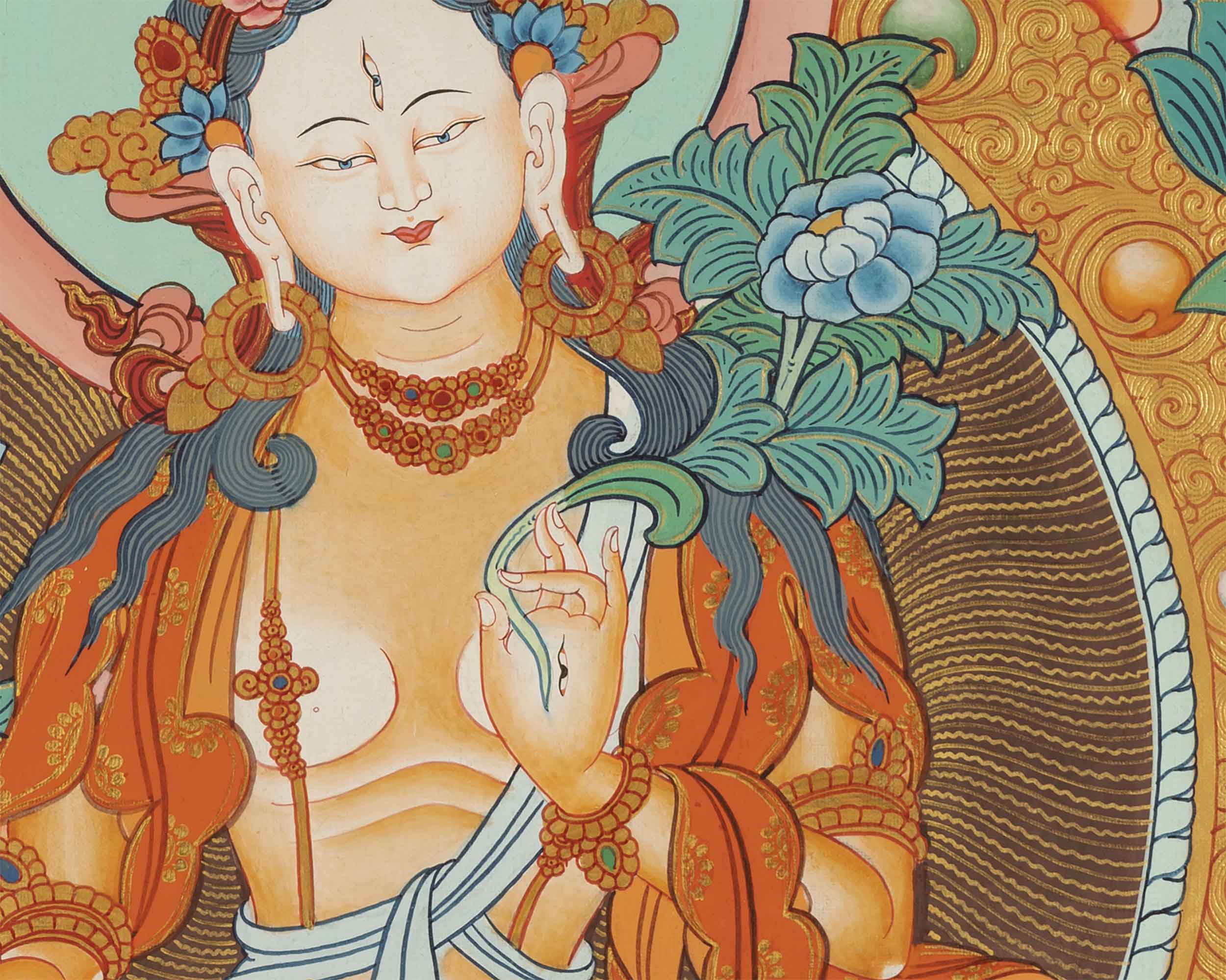 Quality White Tara Thangka | Traditional Buddhist Wall Hanging