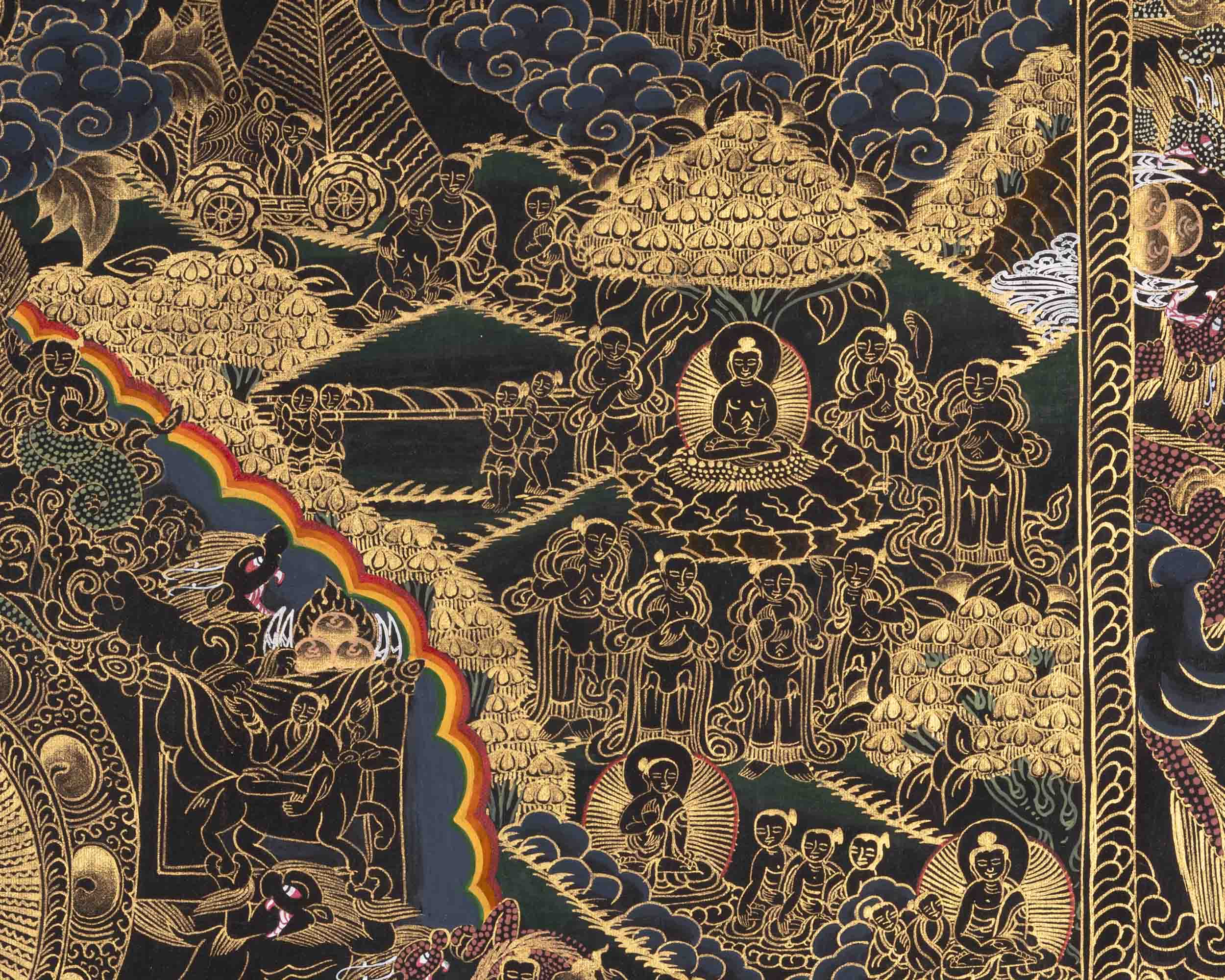 Buddha's Life Story | Traditional Tibetan Thangka | Wall Decors