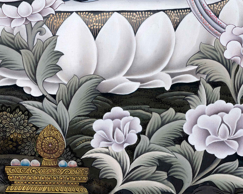 Traditional Thangka For Green Tara Buddha Mantra Practice | Newari Pauba Giclee Print