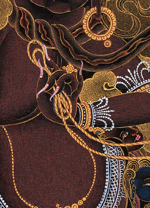 Ekajati Rahula And Dorje Legpa | Three Nyingma Protectors | Black and Gold Thangka