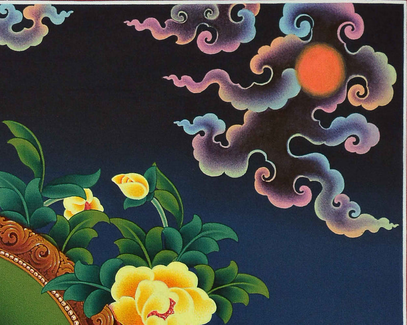 Manjushri Bodhisattva Thangka Print | Digital Canvas Print