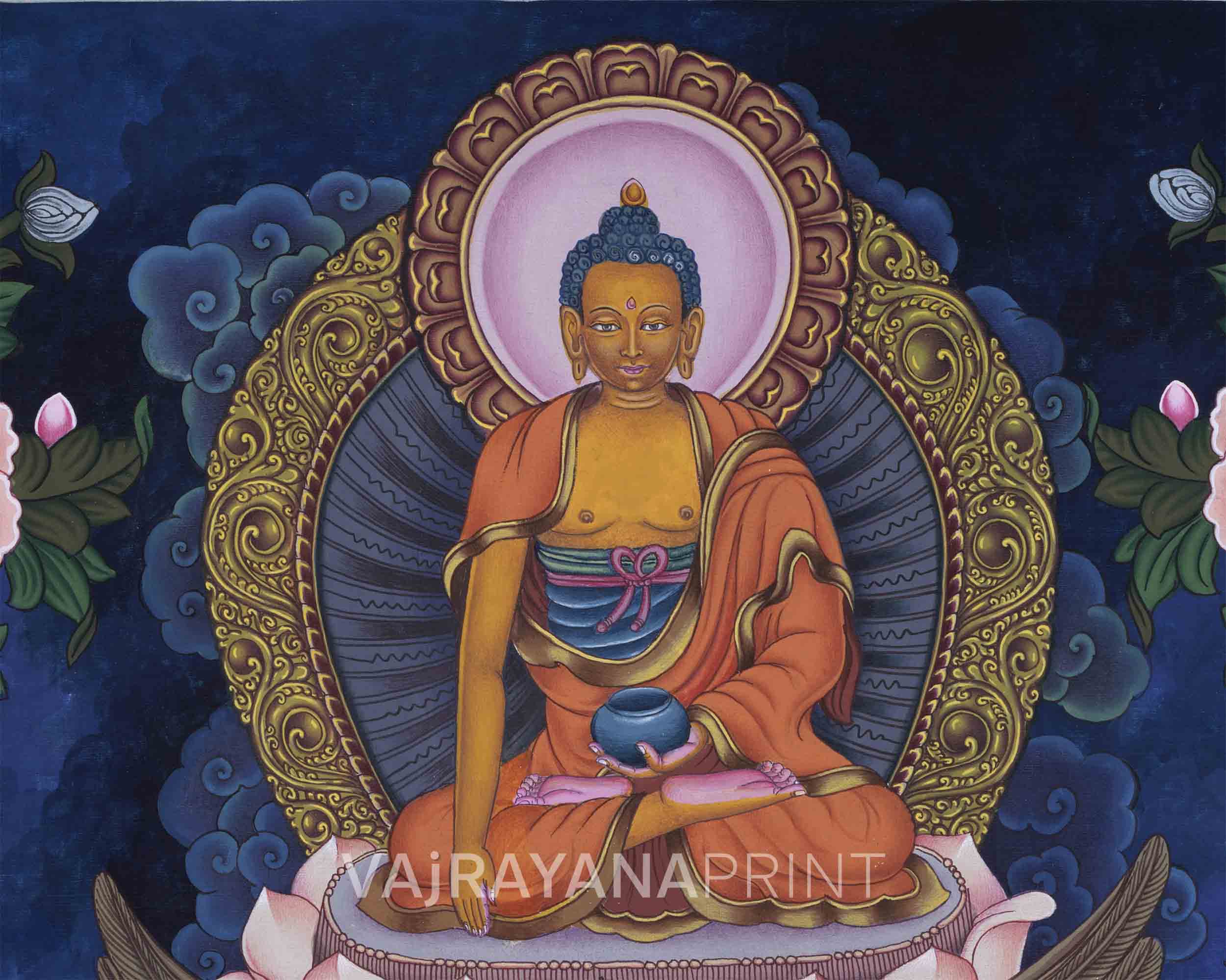 Manjushri Namasangiti With 12 Arms In Newari Print | Himalayan Bodhisattva Of Wisdom Pauba Print
