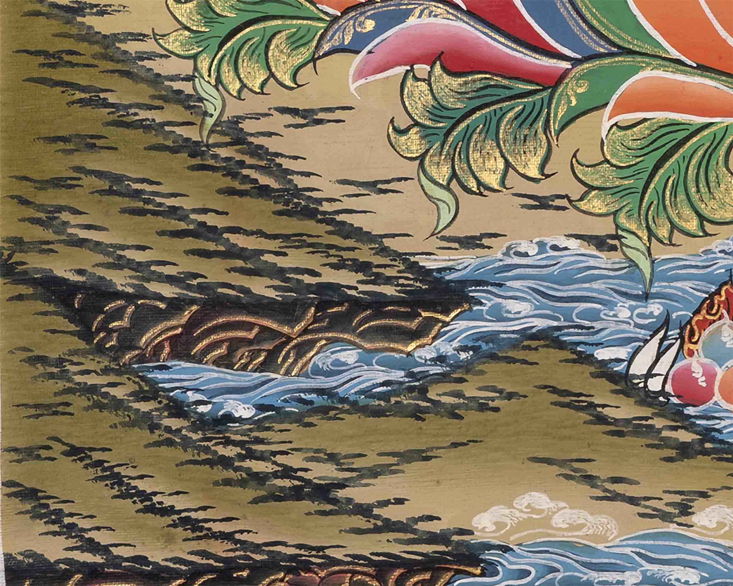 Thangka Of Medicine Buddha | 5 Dhyani Buddha | Religious Wall Decor