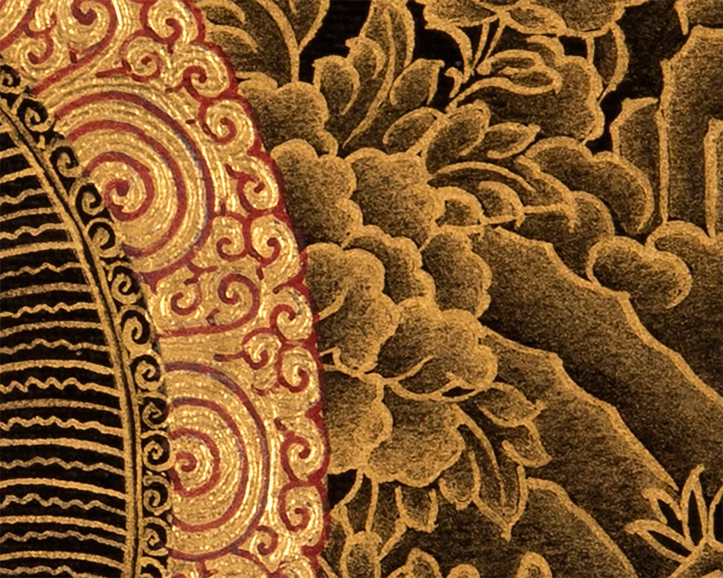 Four Armed Chenrezig Art | Tibetan Bodhisattva Mini Thangka