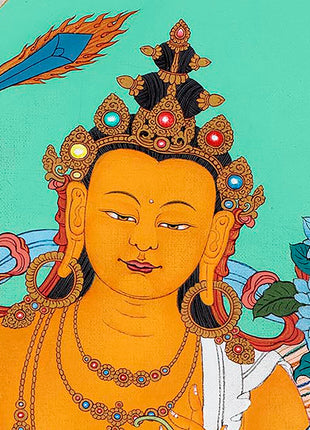 Manjushri With Bodhisattvas | Chenrezig | Vajrapani | Buddhist Deity Thangka