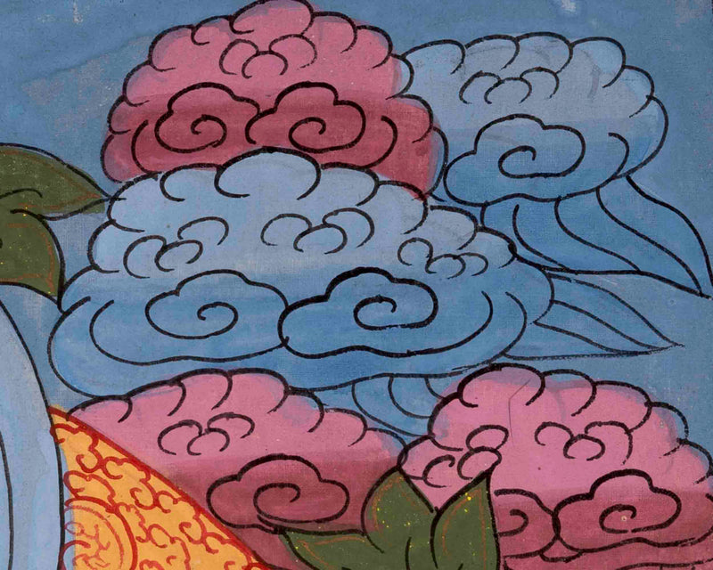 Vintage Amitayus Buddha Thangka | Religious Buddhist Art | Wall Decors