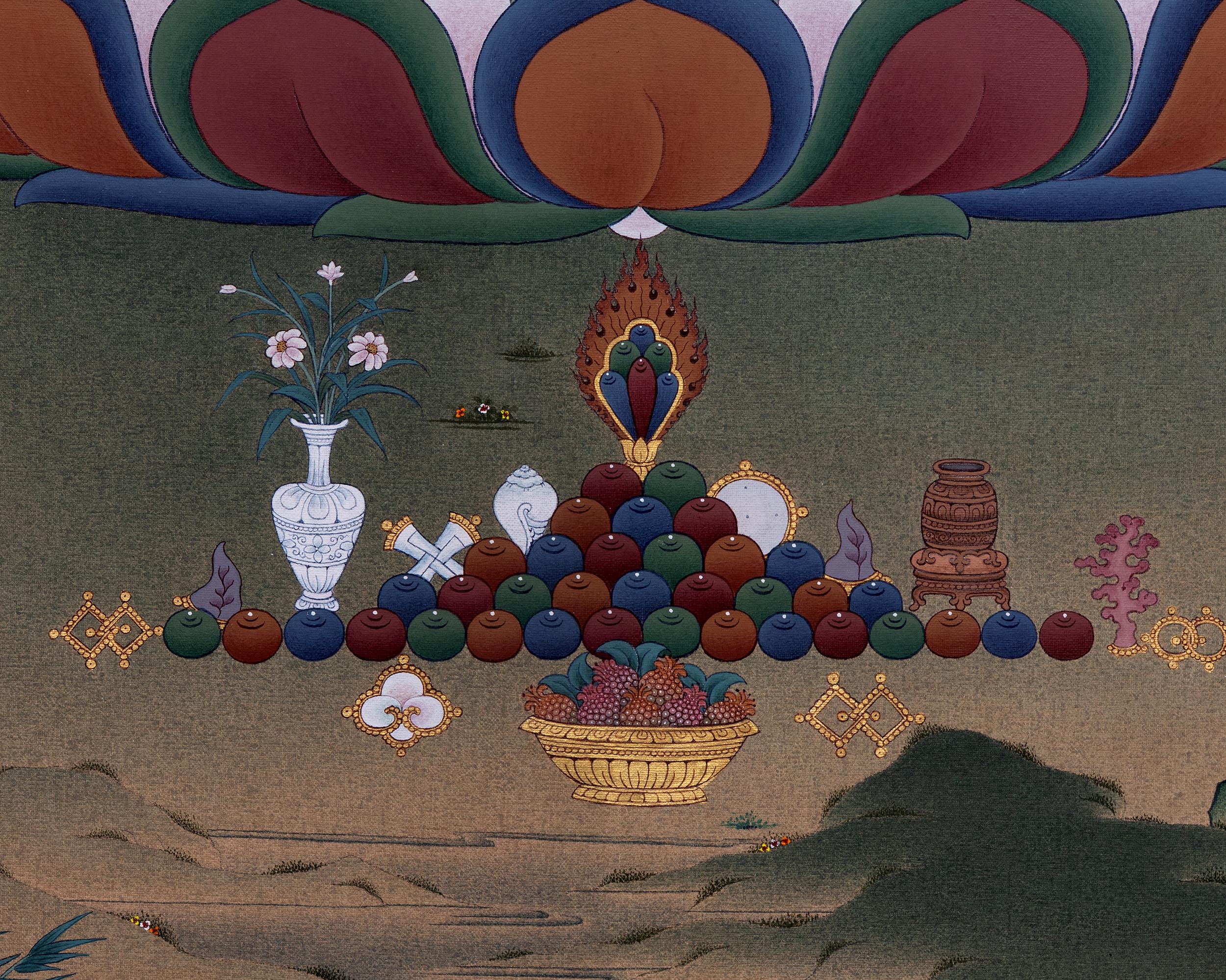 Chenrezig With Amitabha | Buddhist Thangka Print | Bodhisattva Art