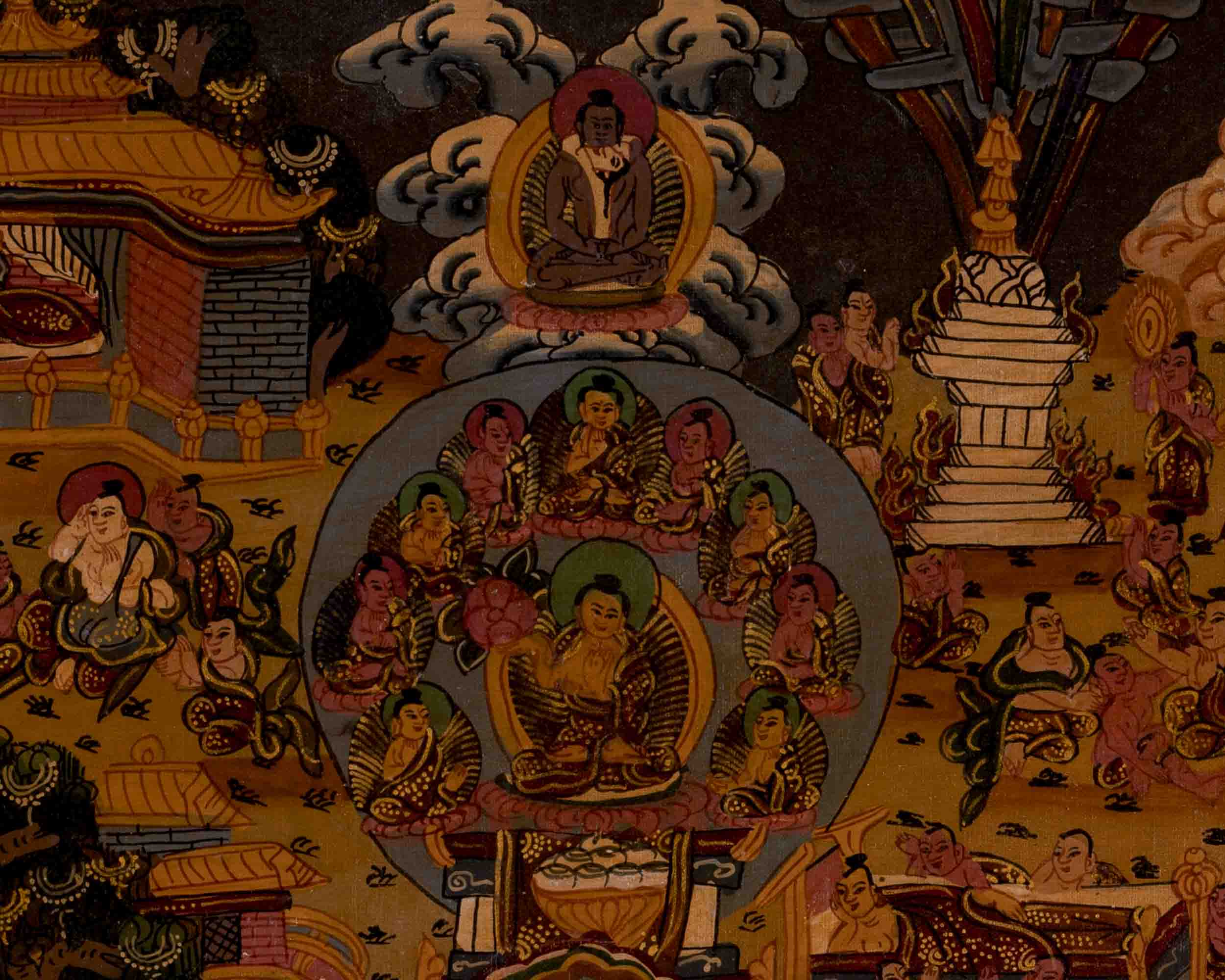 Oil Varnished Buddha life Story | Wall Decoration Painting