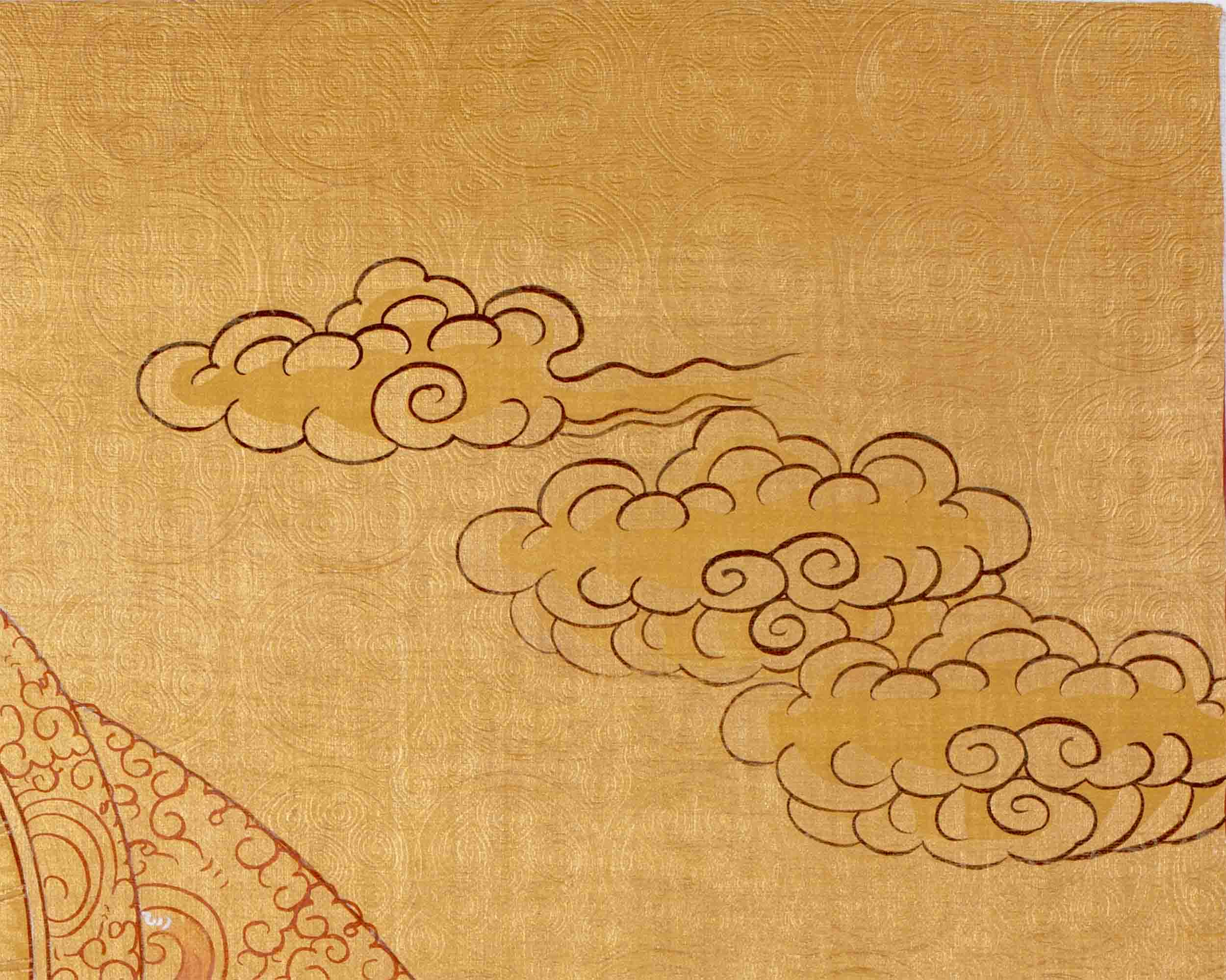 24K Gold Style Avalokitesvara Chengrezig Thangka | Wall Decor