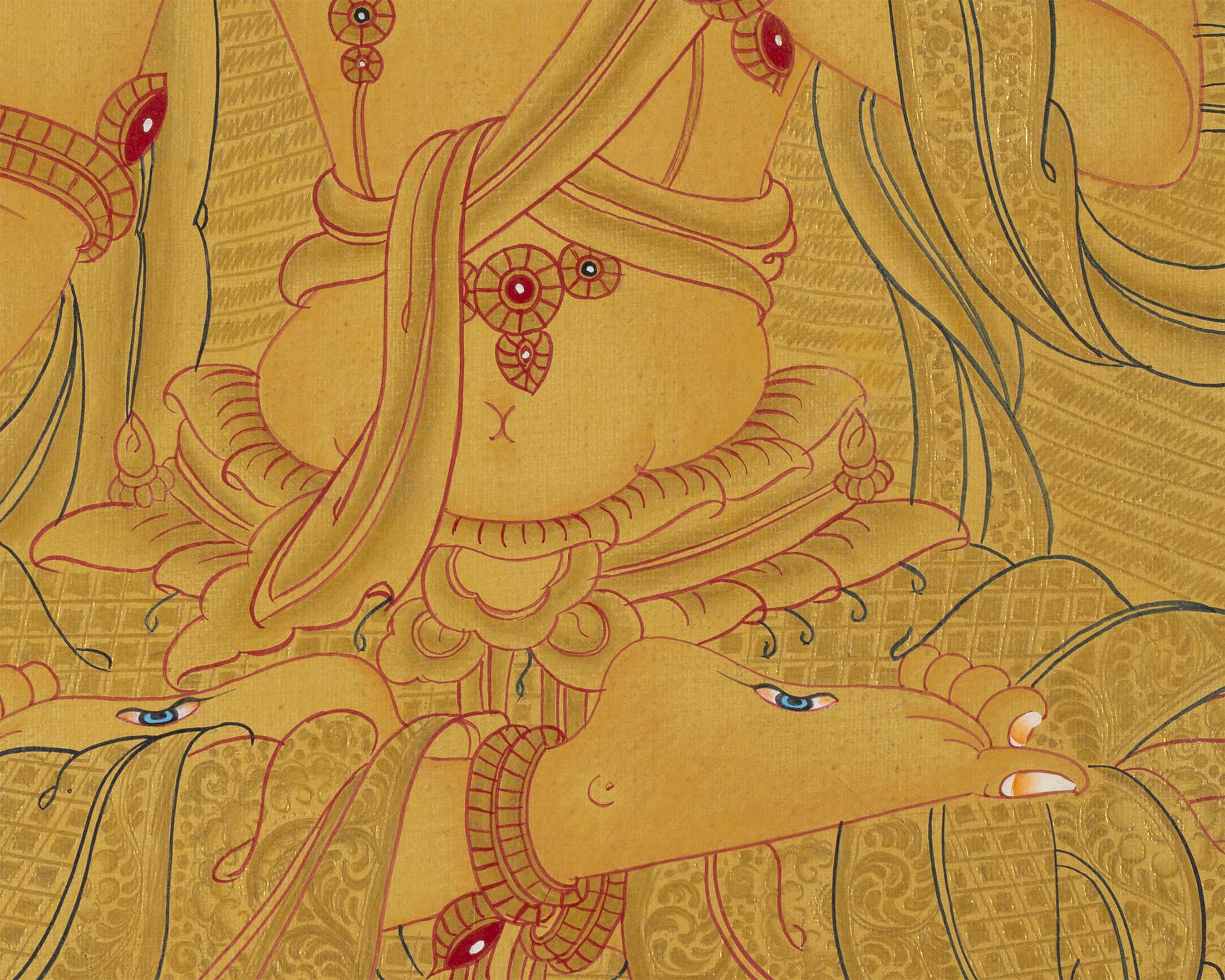 Gold Style White Tara | Traditional Tibetan Thangka | Wall Decors