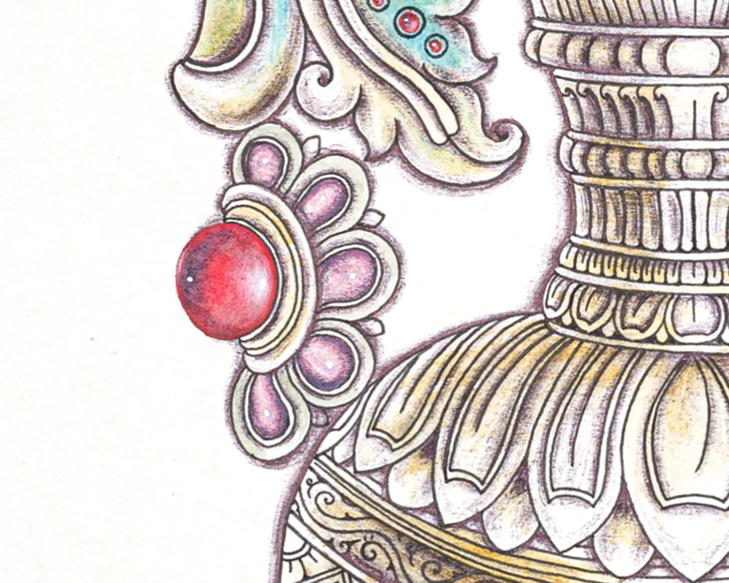 High-Quality Candle Dhale Thangka Print | Candle Stand Thangka Print for Enlightened Reflection