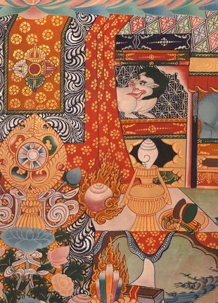 Shakyamuni Buddha Life Story | Vintage Original Hand-Painted Thangka