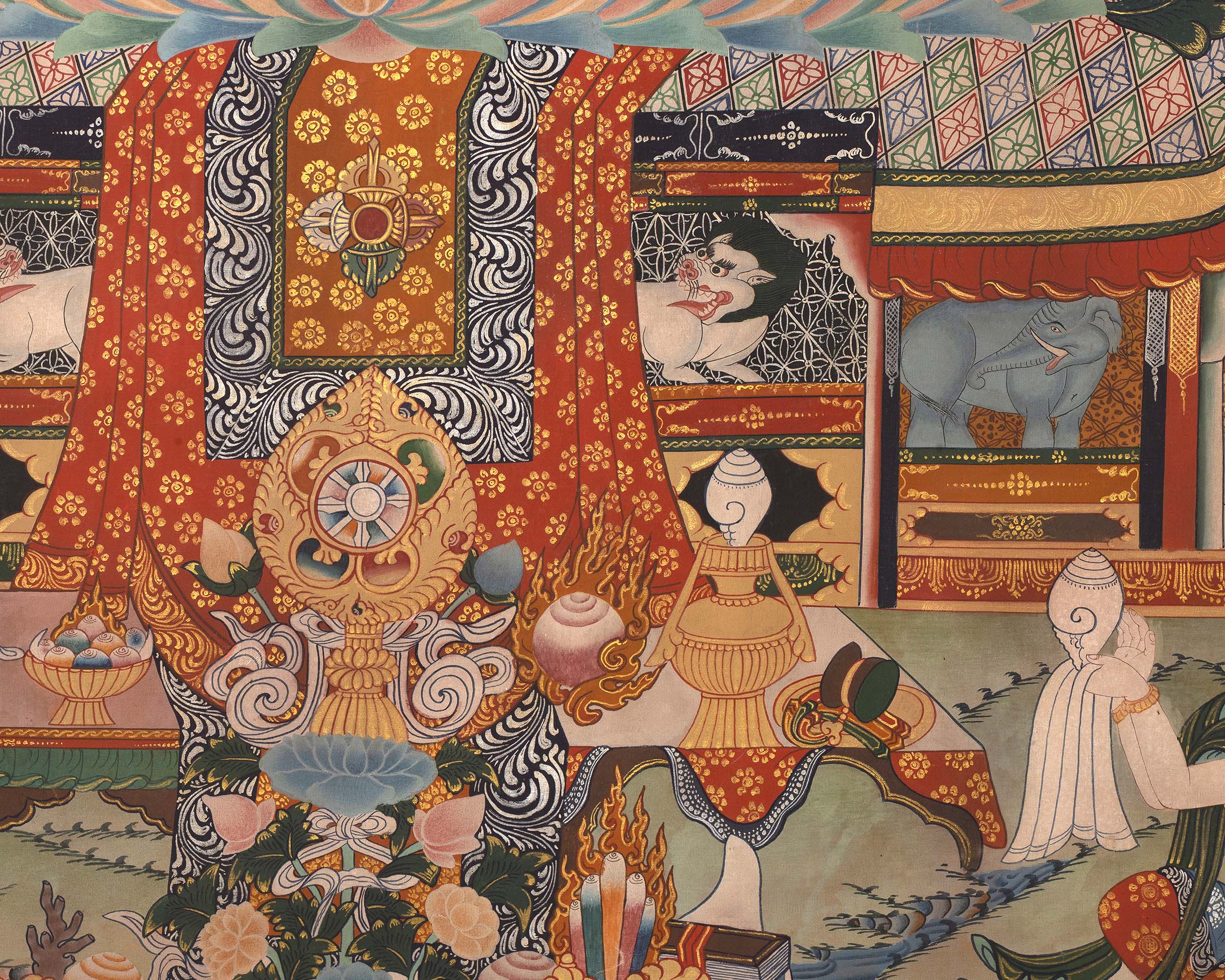 Shakyamuni Buddha Life Story | Vintage Original Hand-Painted Thangka