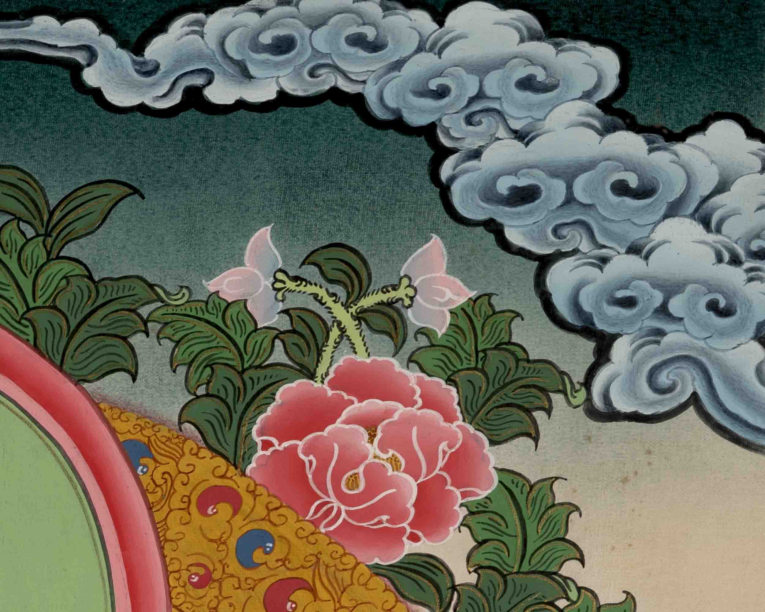 Avalokiteshvara Chengrezig | Bodhisattva Of Compassion | Traditional Tibetan Paint