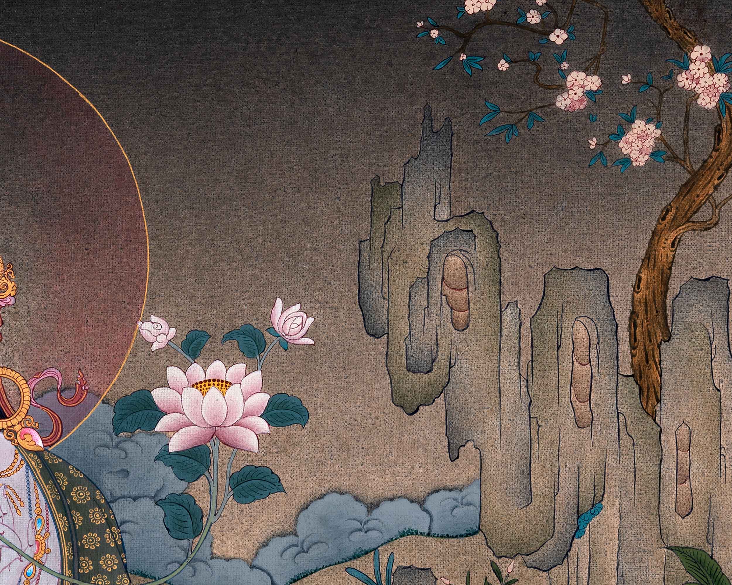 White Tara Empowerment Thangka | Female Bodhisattva Tibetan Art