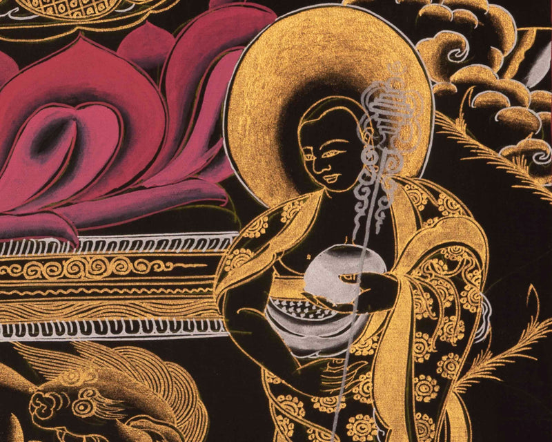 Buddha Shakymuni Thangka | 24K Gold Painted Art