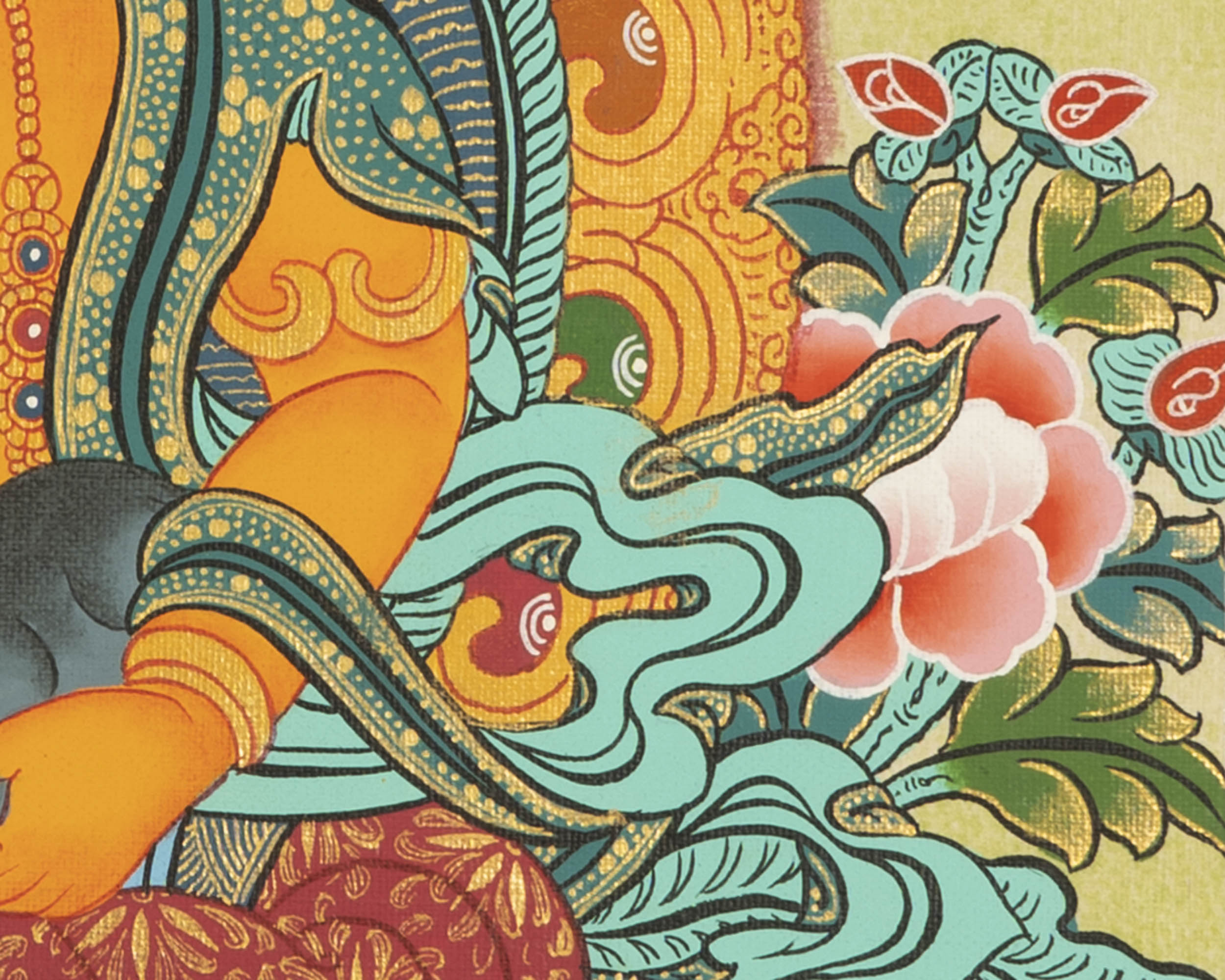Handpainted Dzambala Kubera | Religious Thangka Art | Wall Decors