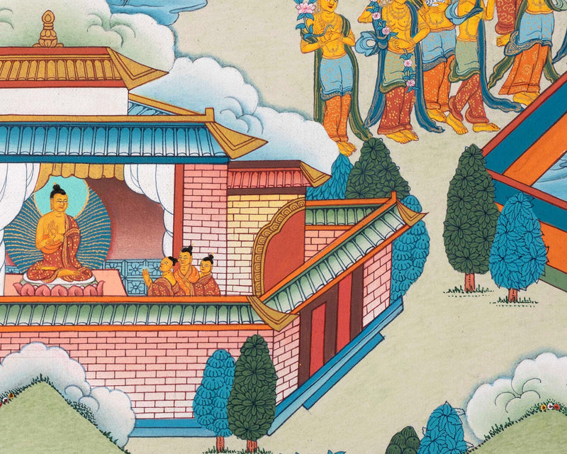 Amitabha Pure Land | Traditionally Hand Painted Buddha Thangka