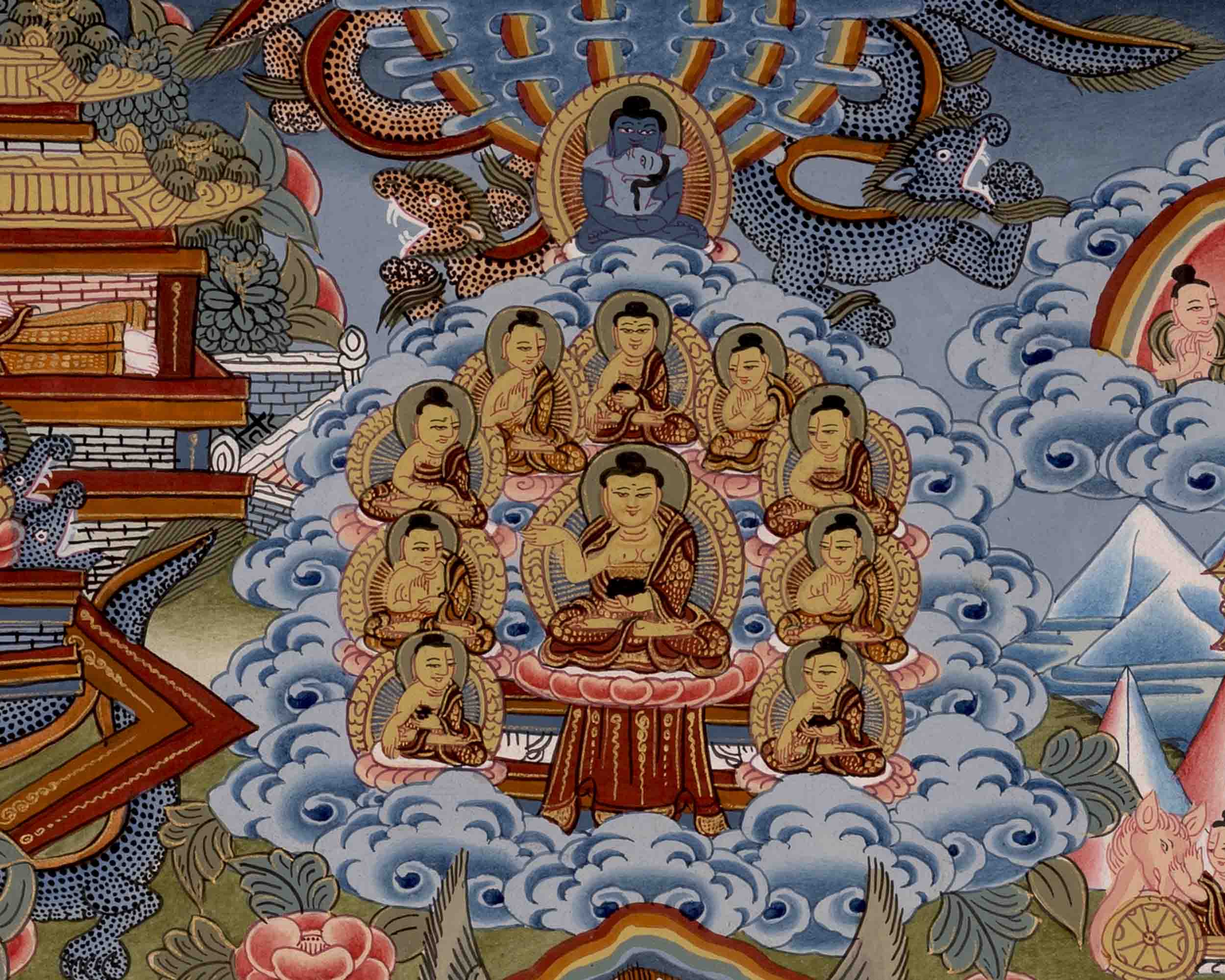 Gautam Buddha's Life Story | Religious Buddhist Thangka | Wall Decors