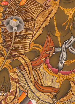 Religious Green Tara Thangka | HandPainted Wall Hanging Thangka