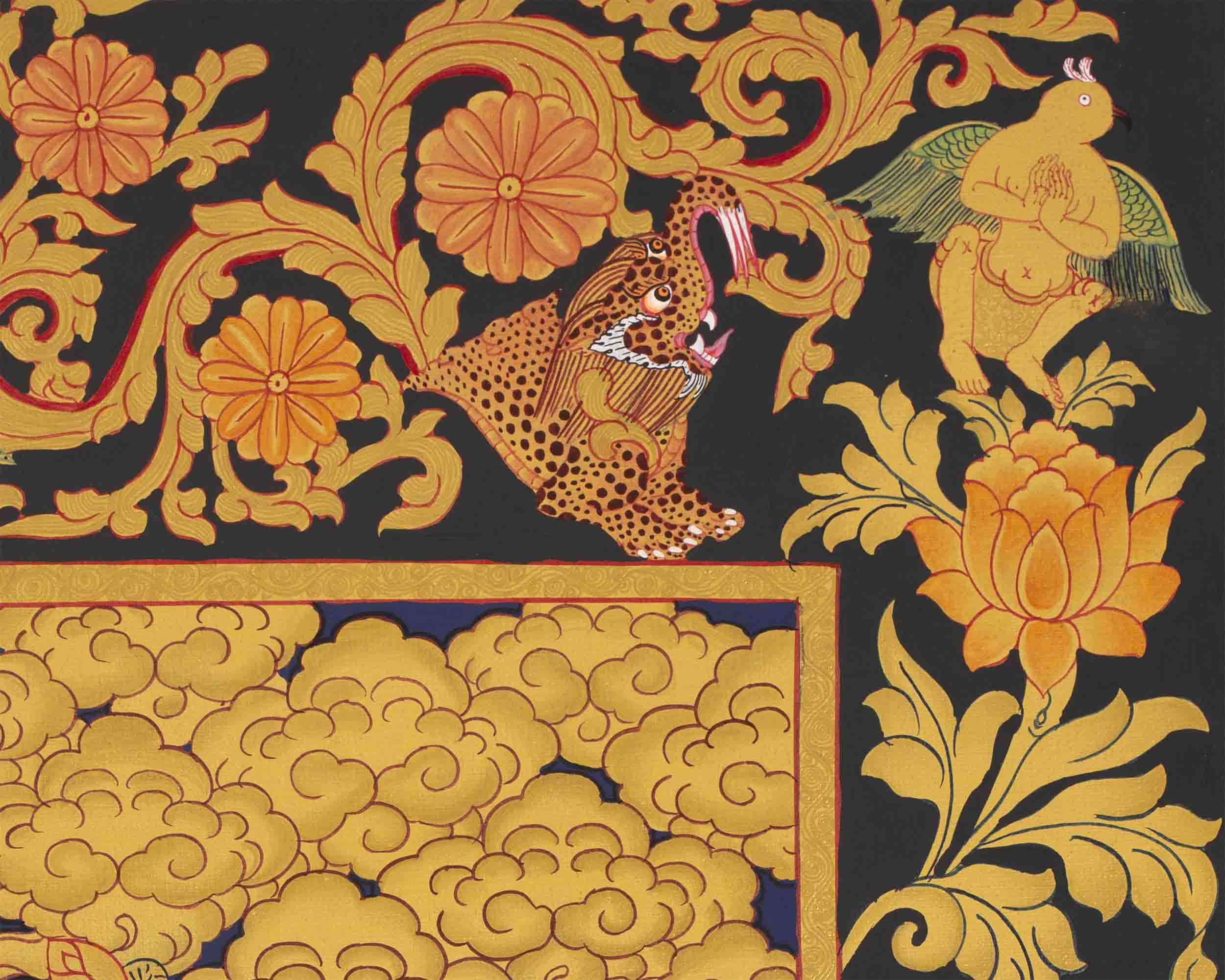 Shakyamuni Buddha Gold Thangka | Religious Tibetan Paint | Wall Decors