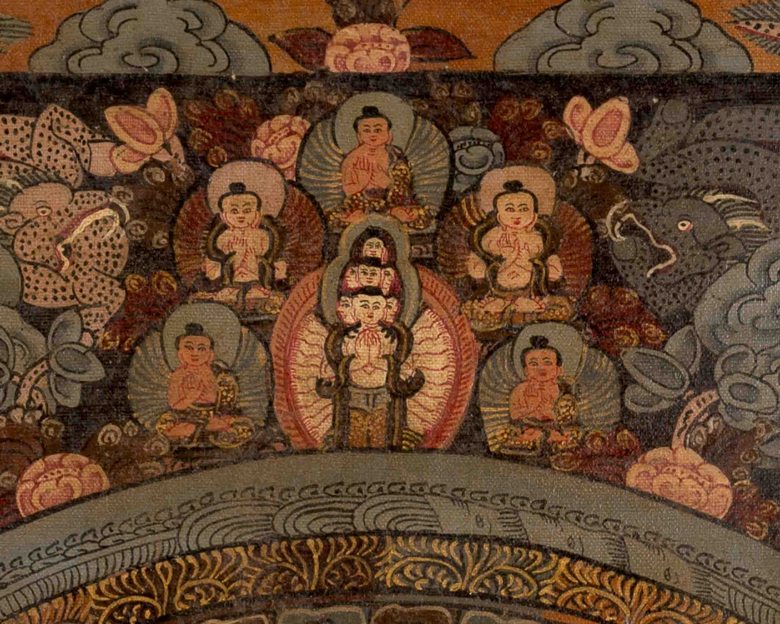 Vintage Heruka Mandala | Oil Varnished Thangka | Religious Wall Decors