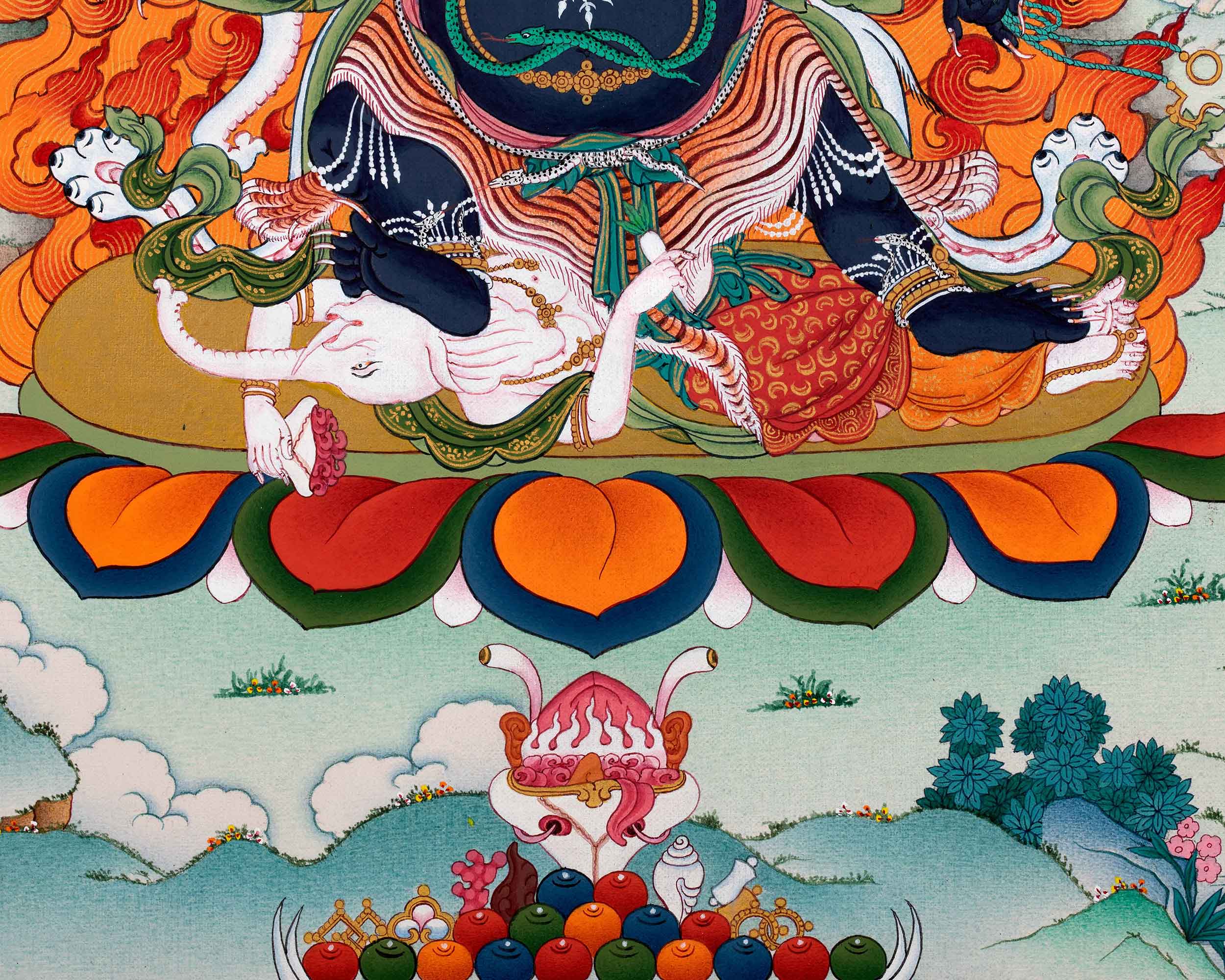 Six Armed Mahakala of Gelug Tradition | Tibetan Mahakala Thangka