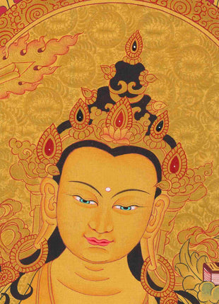 Full 24K Gold Manjushree Thangka | Bodhisattva Of Wisdom