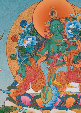 Avalokitesvara Chengrezig Thangka | Traditional Buddhist Paint | Wall Decors