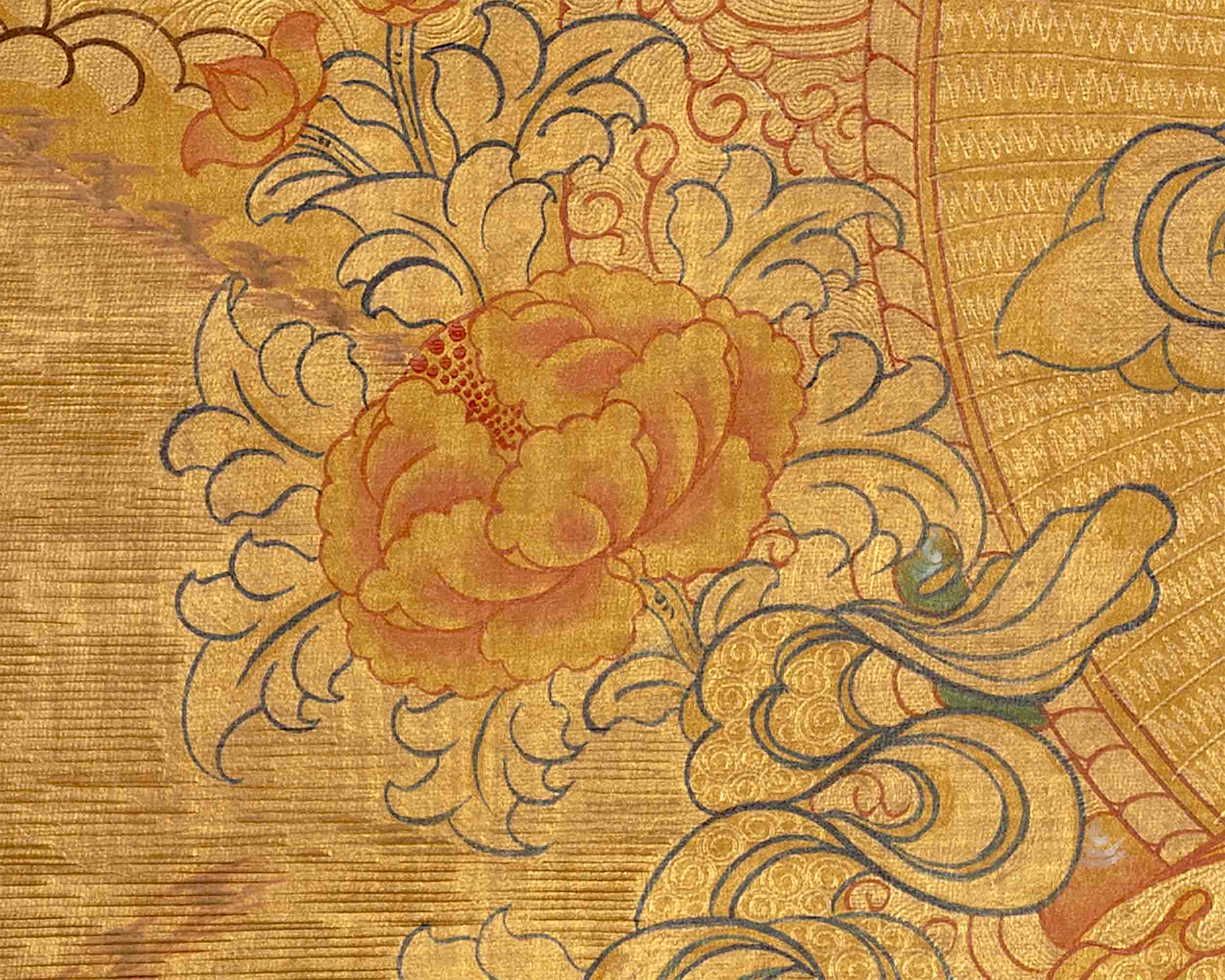 Gold Manjushree Thangka | Hand Painted Bodhisattva Art