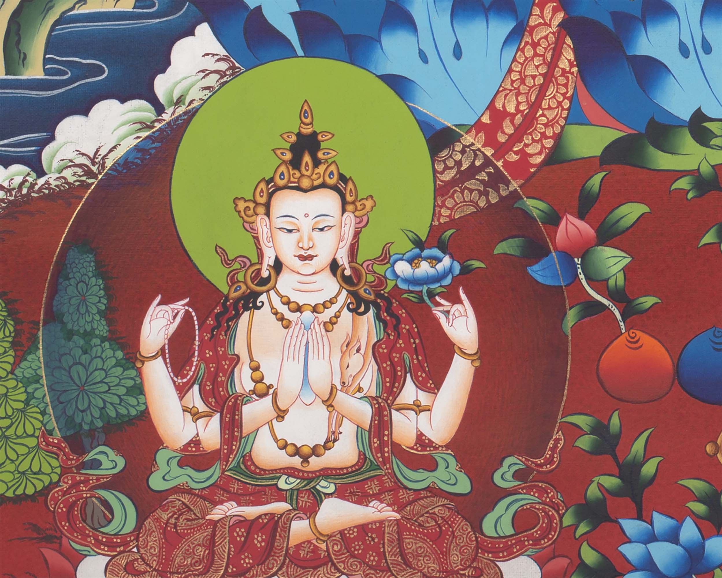 Buddhist Manjushri Print |  Traditional Wall Hanging Thangka