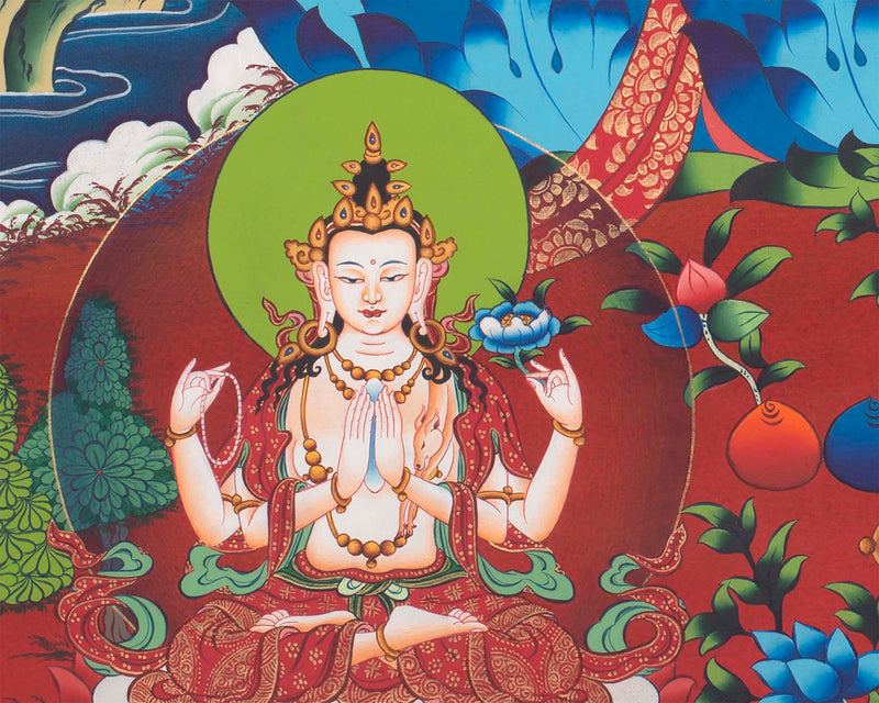 Buddhist Manjushri Print |  Traditional Wall Hanging Thangka