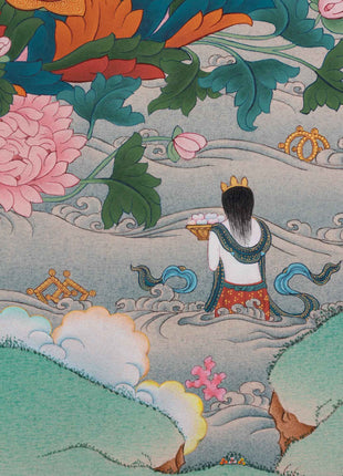 Traditional Tibetan Thangka For Padmasambhava Mantra Practice | Lotus Born Guru Rinpoche Art