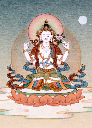 Bodhisattva Thangka | Manjushree With Chenrezig & Vajrapani