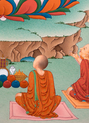 Shakyamuni Buddha with Five Disciples Thangka | Tibetan Buddhist Art