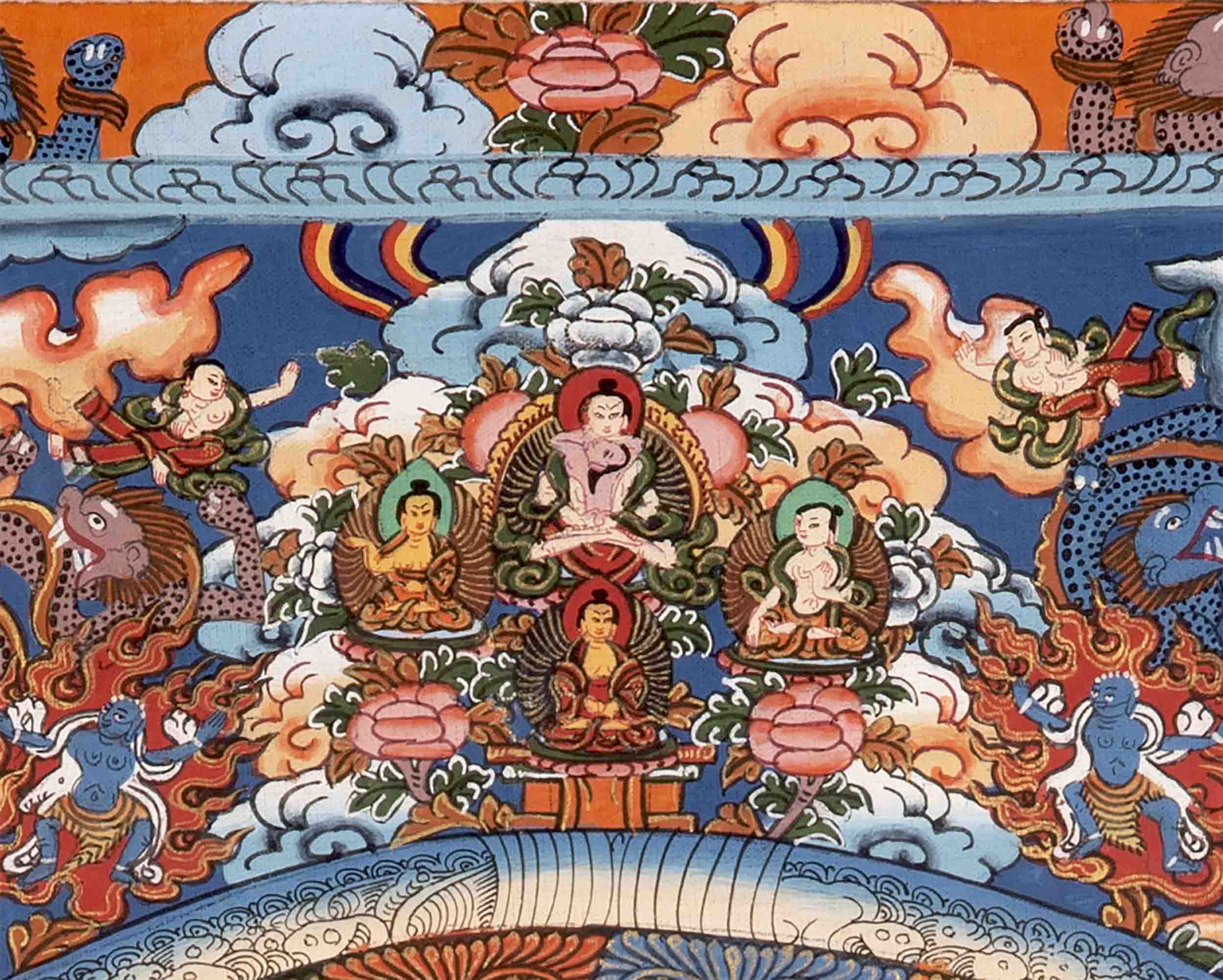Heruka Mandala Thanka With Brocade | Wall Decor Painting