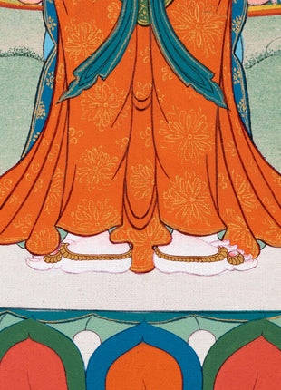 1000 Armed Chenrezig With Manjushri, Vajrapani and Amitabha | Thangka Print