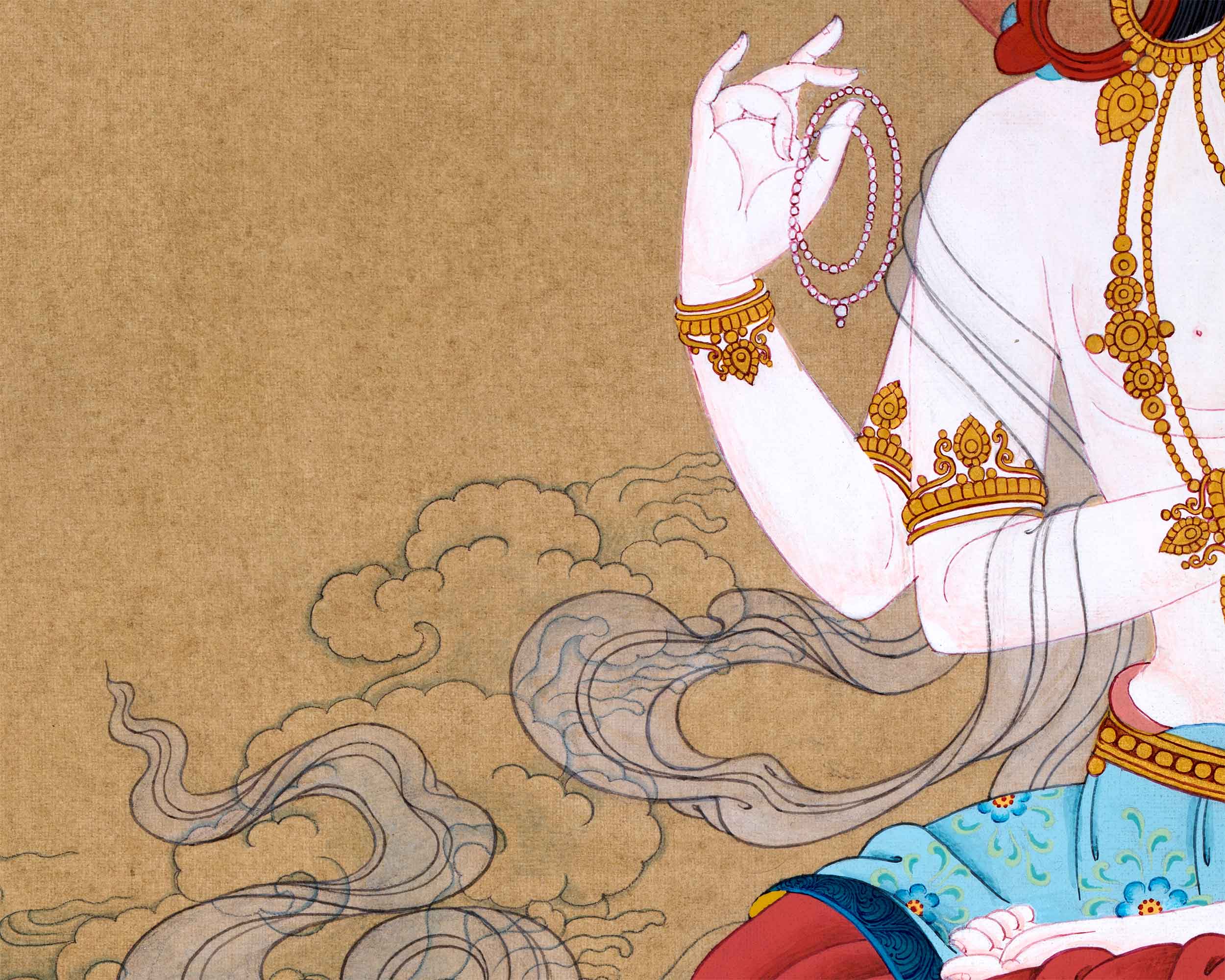 4 Arm Chenrezig Thangka For Buddhism Practice | Traditional Tibetan Himalayan Art