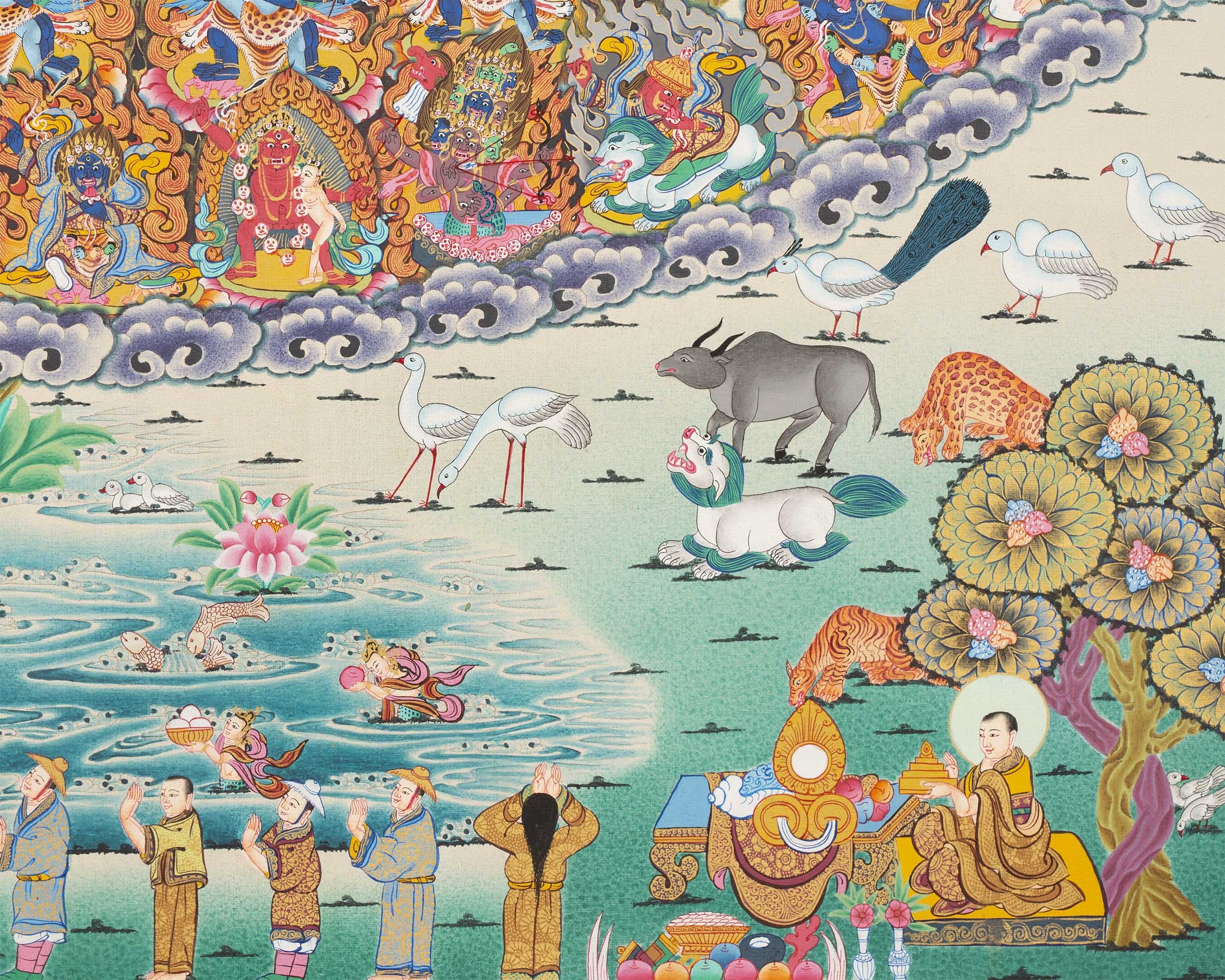 Rinpoche Refuge Tree Thangka | Hand Painted Buddhist Artwork