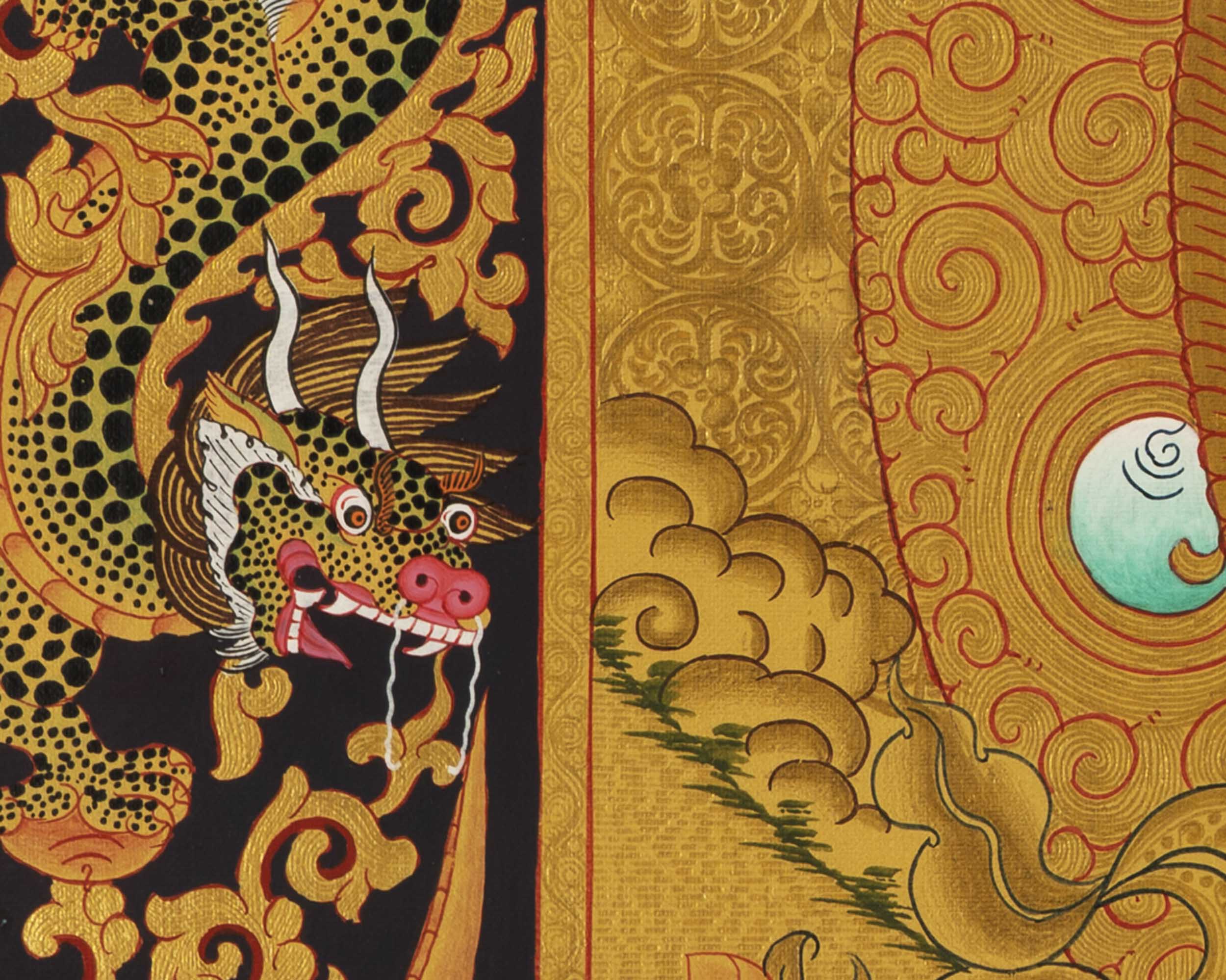 Gold Manjushree Thangka | Hand Painted Bodhisattva Art