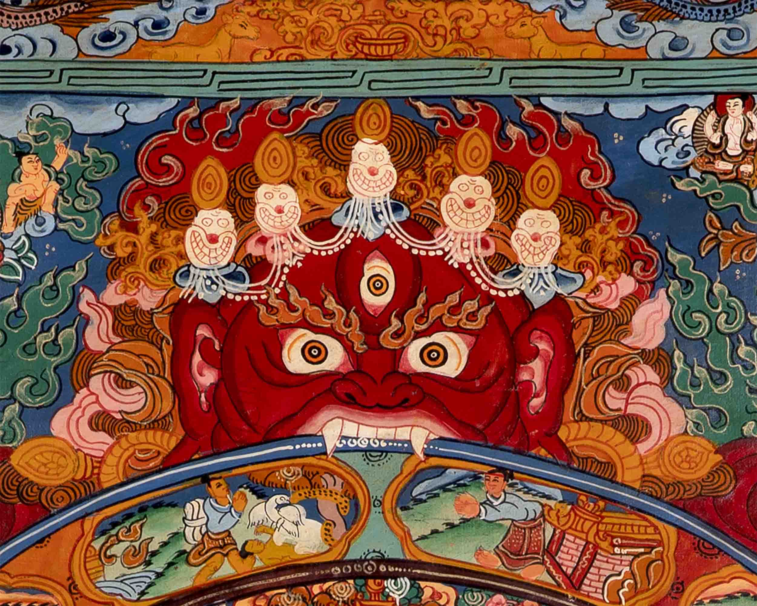 Brocaded Wheel Of Life Thangka | Traditional Tibetan Art | Wall Decors