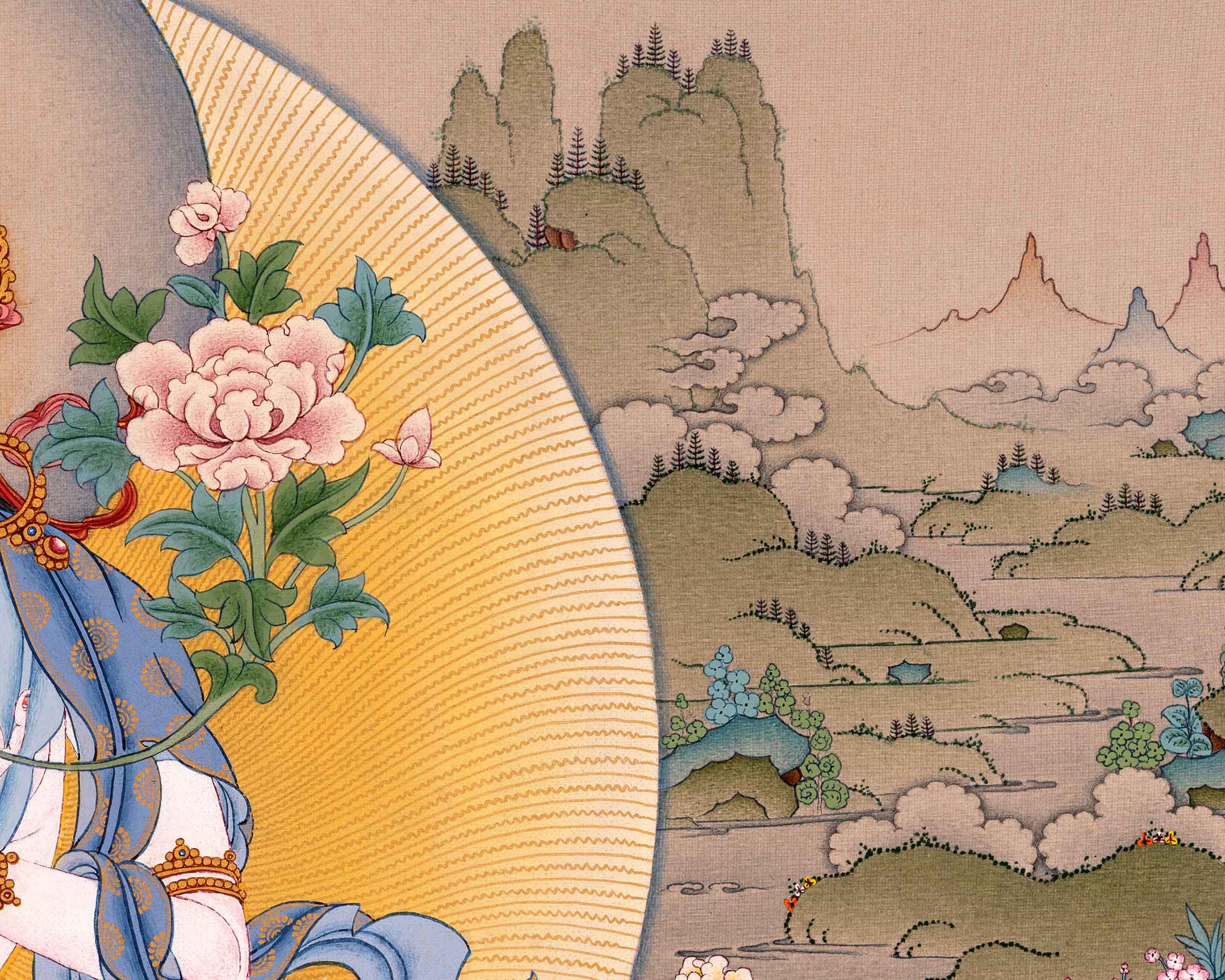 White Tara Art Long Life Bodhisattva | Traditional Tibetan Thangka