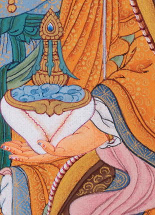 Traditionally Hand-Painted Guru Rinpoche Mantra Thangka | Tibetan Lotus Born Master Art For Prayers