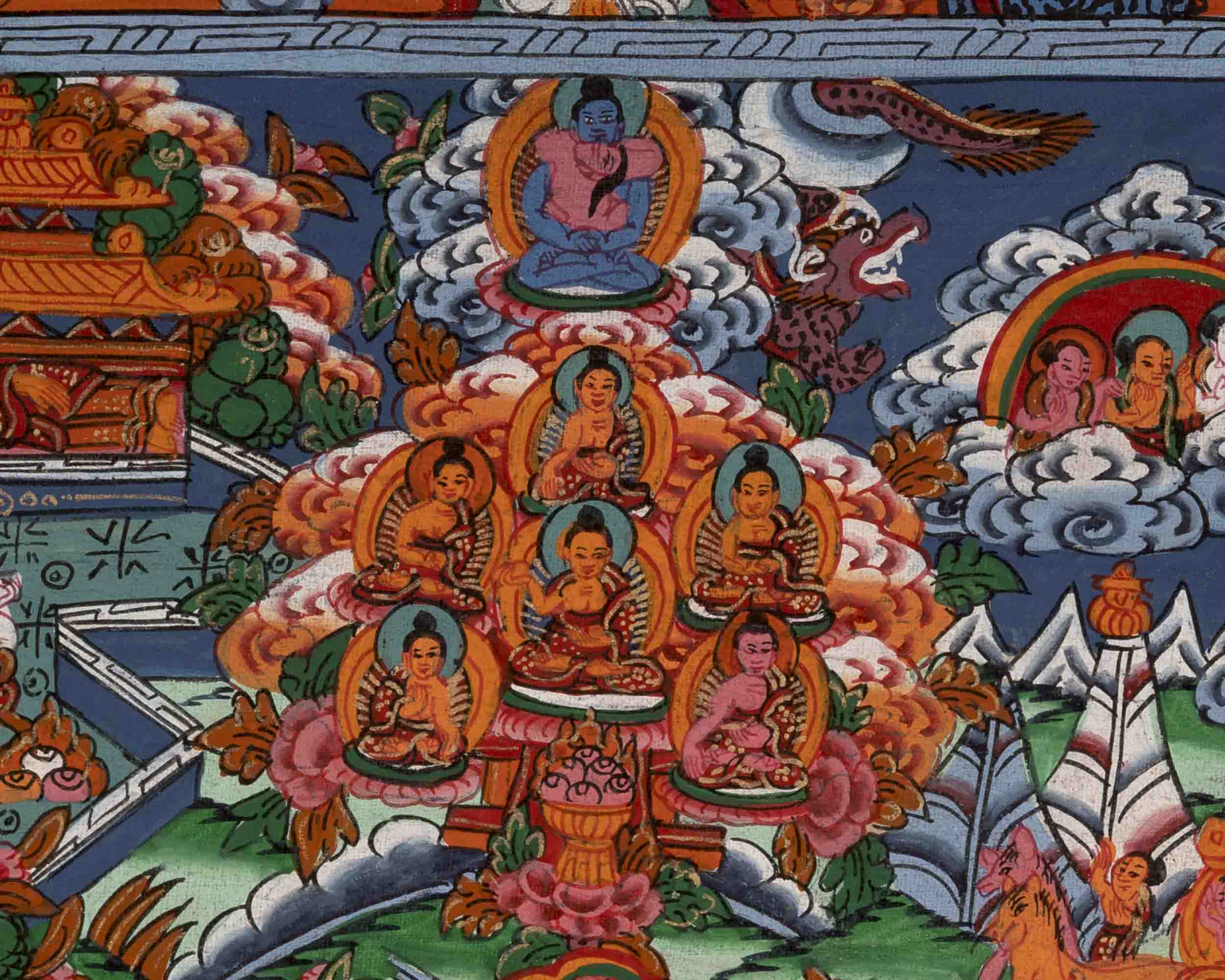 Shakyamuni Buddha's Life Story | Vintage Thangka | Wall Decors