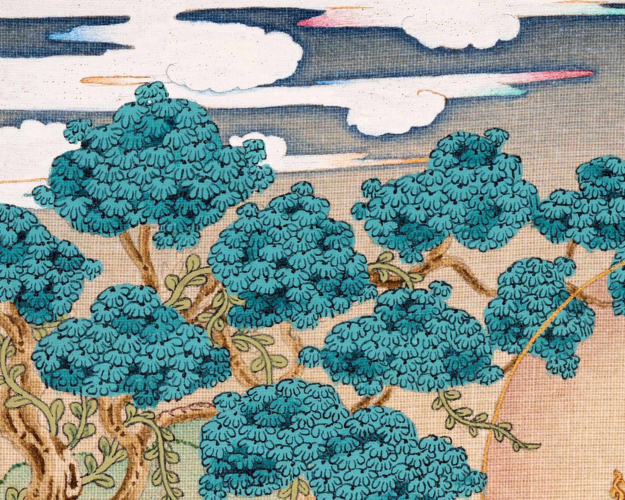 Vajradhara Buddha Thangka in Natural Stone colors