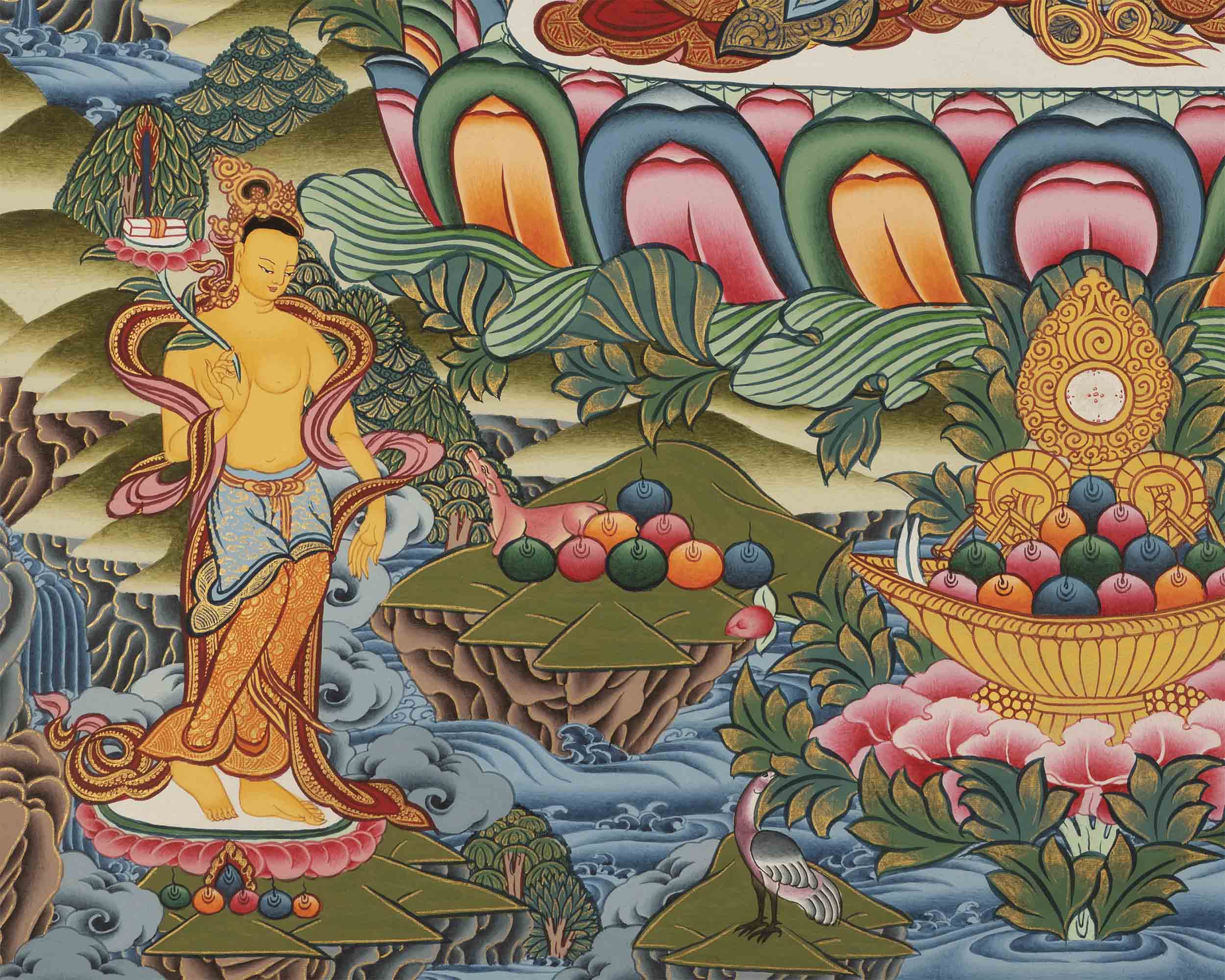 Chenresig Bodhisattva Thangka | Original Hand Painted Arya Bodhisattva Art