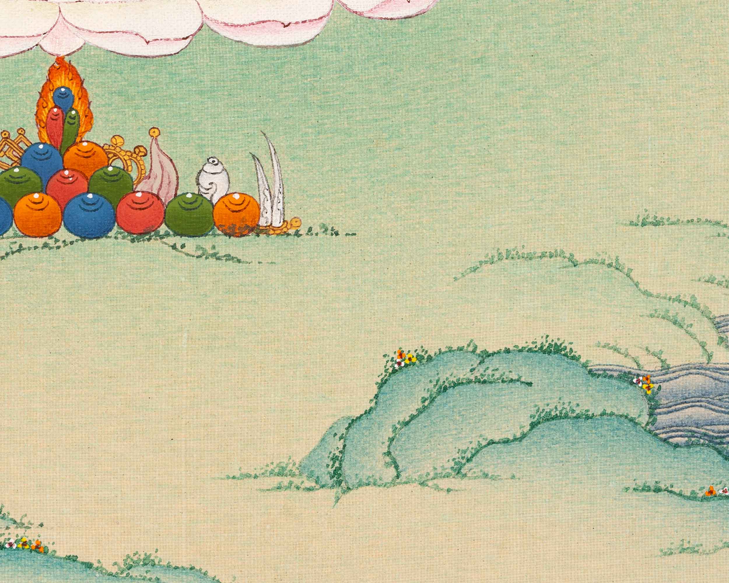 Chenrezig Buddha Thangka Art | Hand-Painted Buddhist Deity Painting